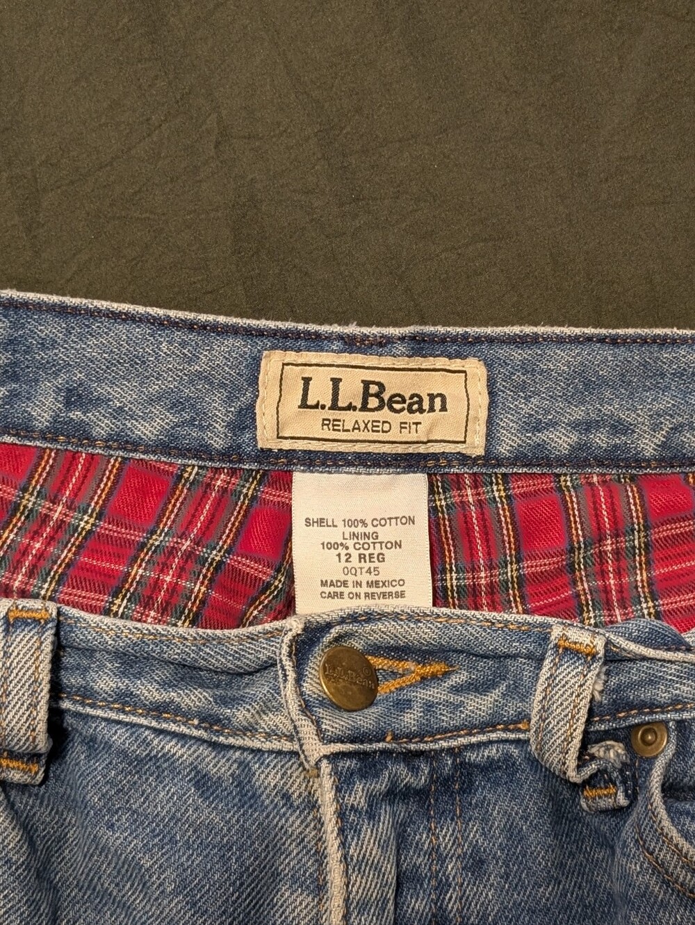 Vintage L.L. Bean Flannel Lined Relaxed Fit Mom Jeans Y2K